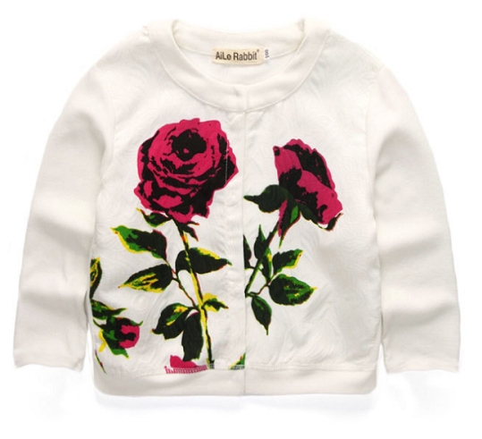 Newest Girls Clothes Suit Jacket +T shirt + Jeans 3 Pcs Set Fashion Rose Cardigan Tops Kids Coat