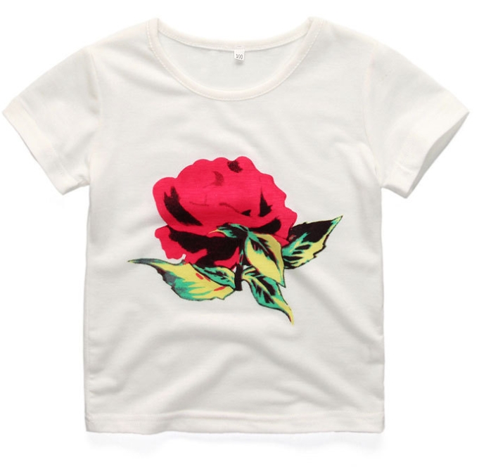 Newest Girls Clothes Suit Jacket +T shirt + Jeans 3 Pcs Set Fashion Rose Cardigan Tops Kids Coat