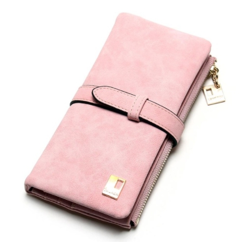 New Fashion Women Wallets Drawstring Nubuck Leather Zipper Wallet Women's Long Design Purse
