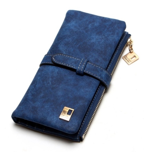 New Fashion Women Wallets Drawstring Nubuck Leather Zipper Wallet Women's Long Design Purse