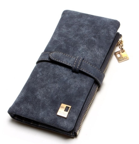 New Fashion Women Wallets Drawstring Nubuck Leather Zipper Wallet Women's Long Design Purse