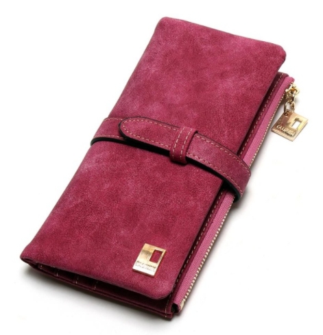 New Fashion Women Wallets Drawstring Nubuck Leather Zipper Wallet Women's Long Design Purse