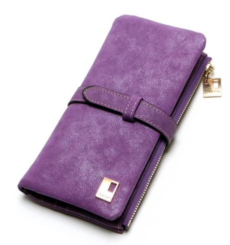 New Fashion Women Wallets Drawstring Nubuck Leather Zipper Wallet Women's Long Design Purse