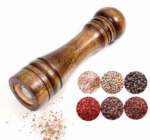Salt Pepper Mill Solid Wood Pepper Mill with Strong Adjustable Ceramic Grinder 5" 8" Kitchen Tools