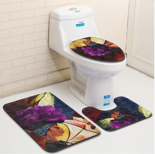 3pcs/set Anti Slip Water Absorb Floor Rug Carpet Bath Mat Polyester Toilet Mat Home Decor