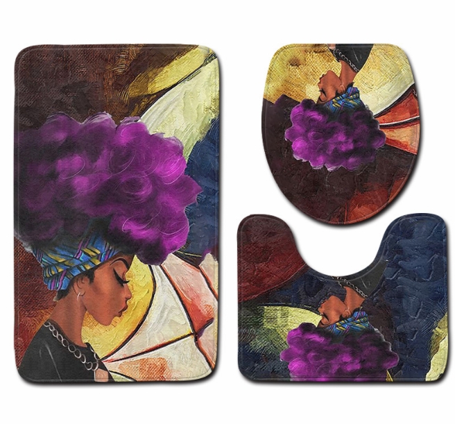 3pcs/set Anti Slip Water Absorb Floor Rug Carpet Bath Mat Polyester Toilet Mat Home Decor