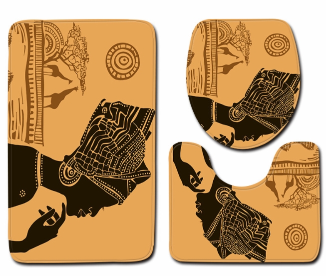 3pcs/set Anti Slip Water Absorb Floor Rug Carpet Bath Mat Polyester Toilet Mat Home Decor
