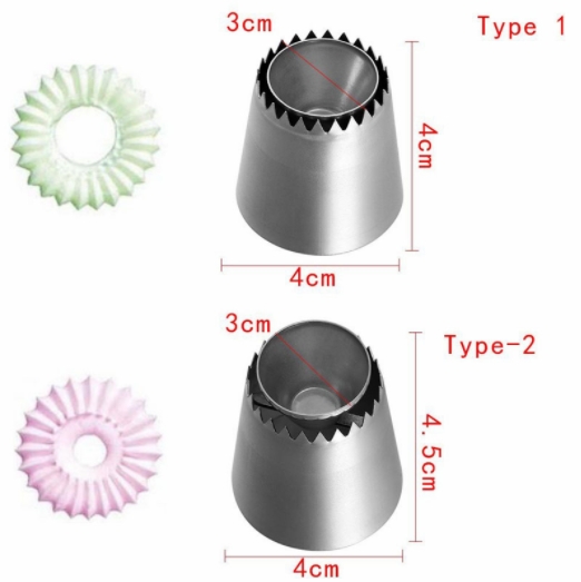 2pcs/set Ring Cookies Mold Piping Nozzles Icing Piping Nozzles Set Cake Decorating Pastry Tip