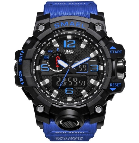 Men Sports Watches Dual Display Analog Digital LED Wristwatches Waterproof Watch