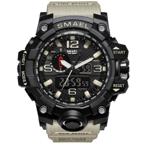 Men Sports Watches Dual Display Analog Digital LED Wristwatches Waterproof Watch