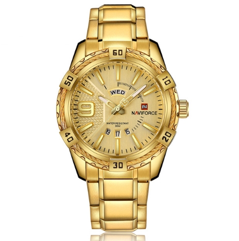 Luxury Brand Mens Sport Watch Gold Full Steel Quartz Watches Men Date Waterproof Military Clock Man