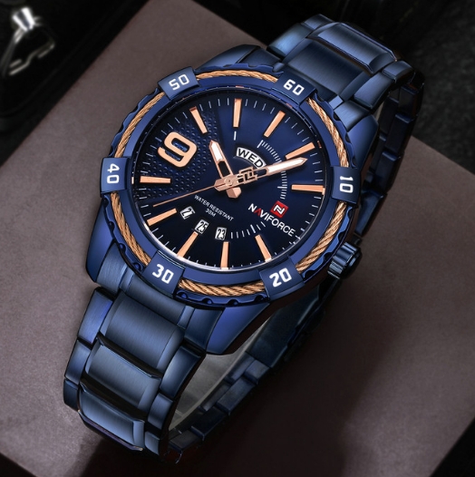 Luxury Brand Mens Sport Watch Gold Full Steel Quartz Watches Men Date Waterproof Military Clock Man