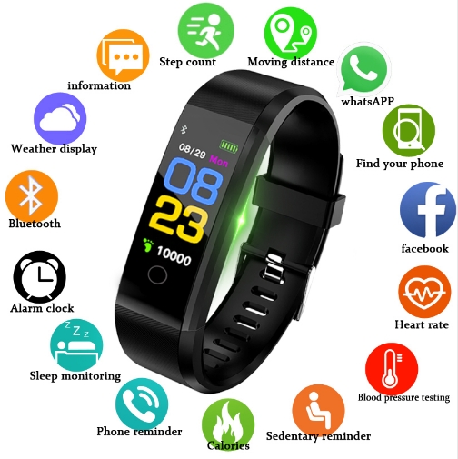 Smart Bracelet Wristwatch Heart Rate Monitor Blood Pressure Fitness Tracker Smart band Sport Watch