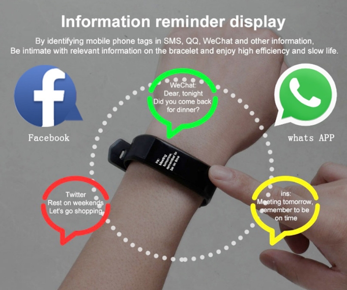 Smart Bracelet Wristwatch Heart Rate Monitor Blood Pressure Fitness Tracker Smart band Sport Watch