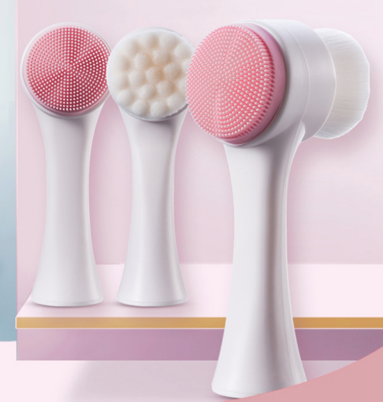 3D Double Sides Multifunctional Silicone Face Cleanser Facial Cleansing Portable Face Cleaning Brush