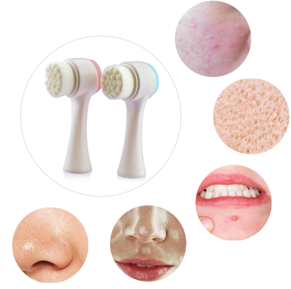 3D Double Sides Multifunctional Silicone Face Cleanser Facial Cleansing Portable Face Cleaning Brush