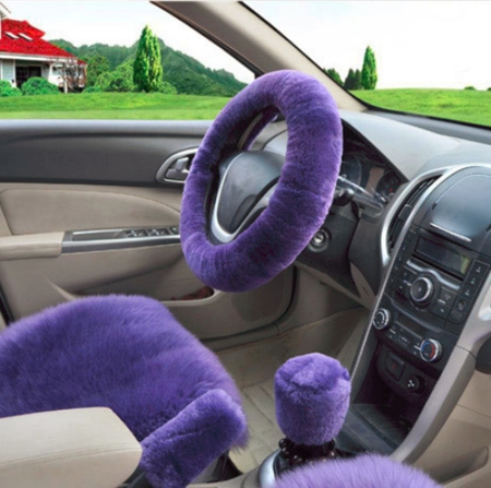 Cool Non-slip Car Decoration Steering Wheel Handbrake Gear Shift Plush Cover