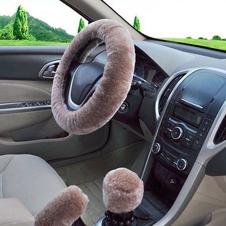 Cool Non-slip Car Decoration Steering Wheel Handbrake Gear Shift Plush Cover