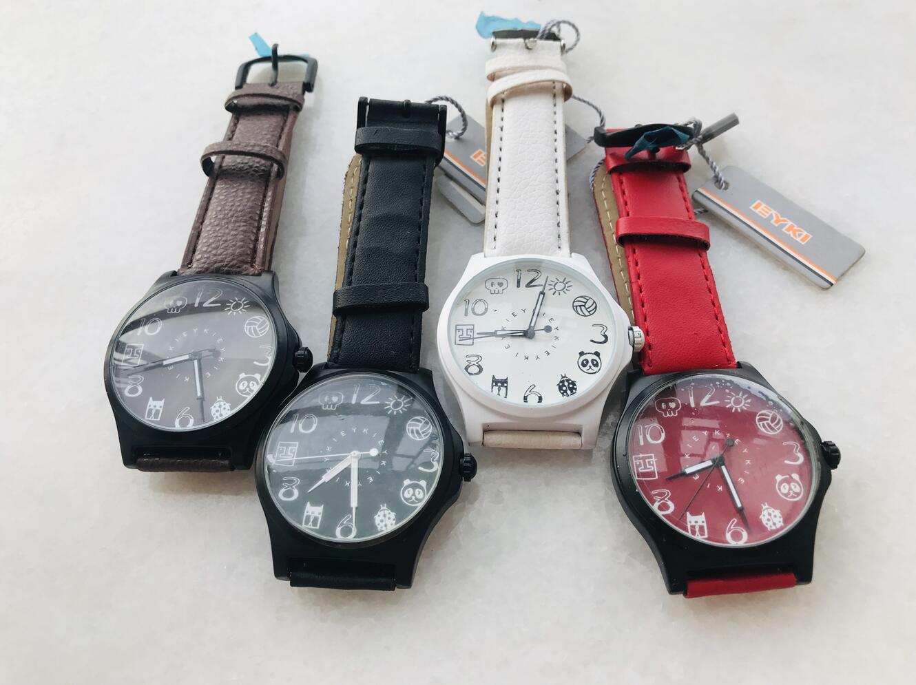 Watches birthday Fashion quartz good watches Casual Sports gentleman quartz Watch men wristwatch Waterproof Big Dial Noctilucent watches student PU portable Watches Leather band strap children for men