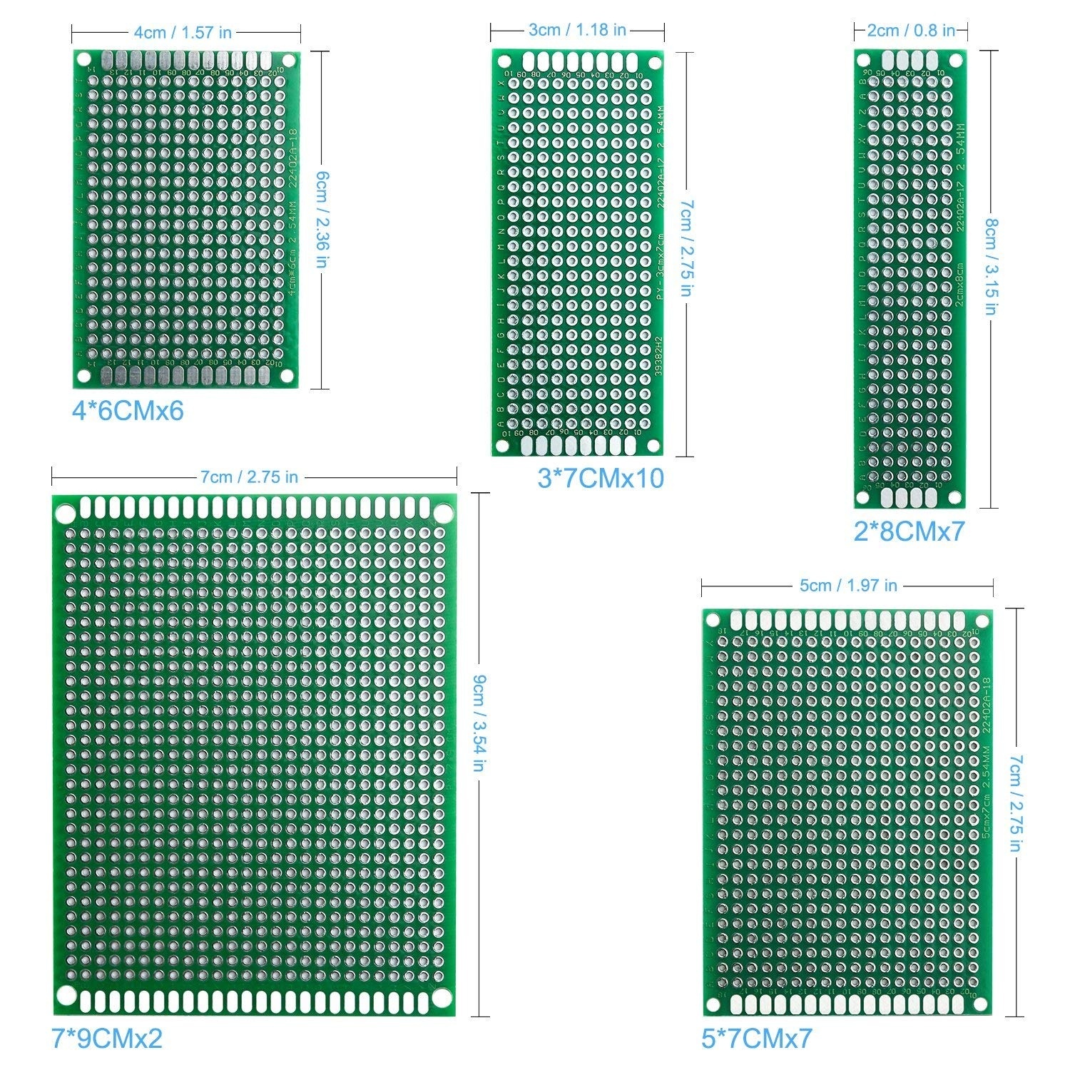 32 Pcs Double Sided PCB Board Prototype Kit for DIY Soldering with 5 Sizes Compatible Arduino Kits