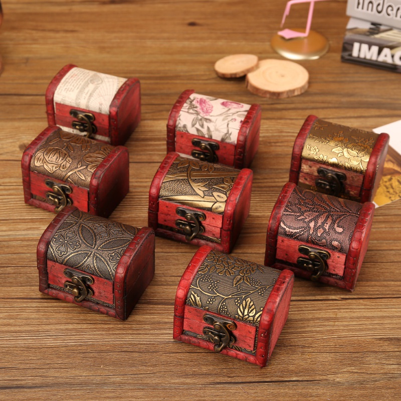 Creative Vintage Jewelry Box Wooden Jewelry Boxes Wedding Candy Box Gift Packaging Small Storage Box