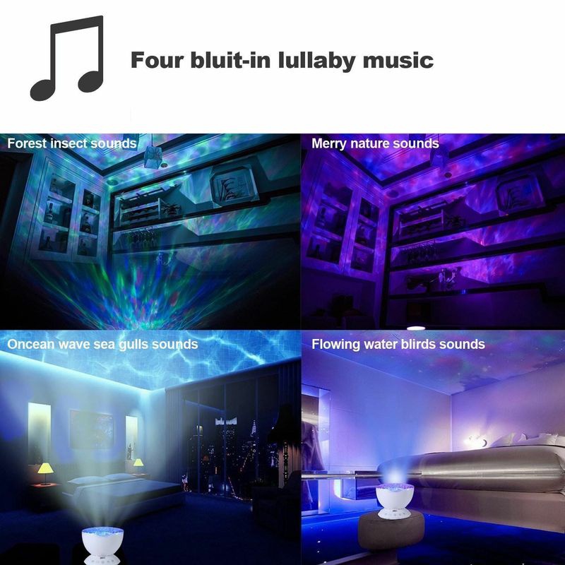 The Newest Night Projector Multicolor Music Bedroom Ceiling Lamp Ocean Wave Led Light Projector