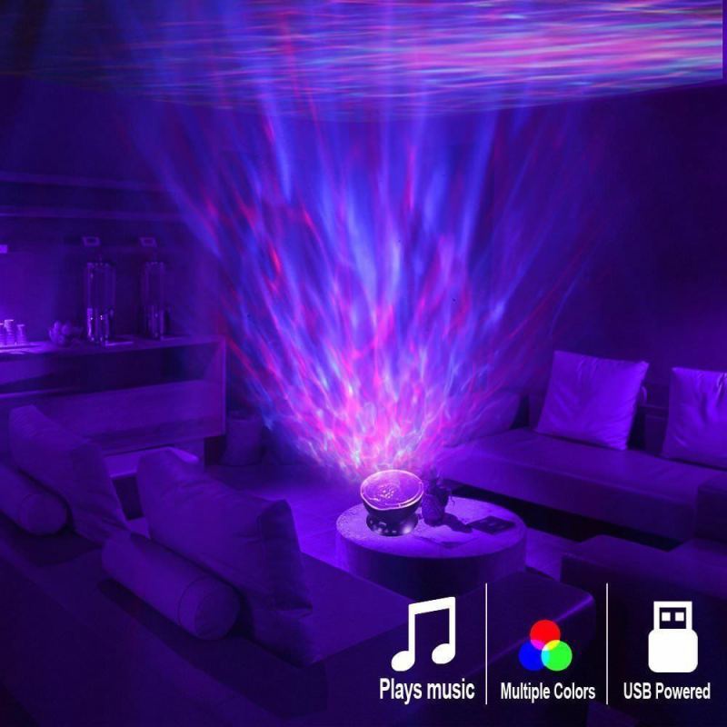 The Newest Night Projector Multicolor Music Bedroom Ceiling Lamp Ocean Wave Led Light Projector