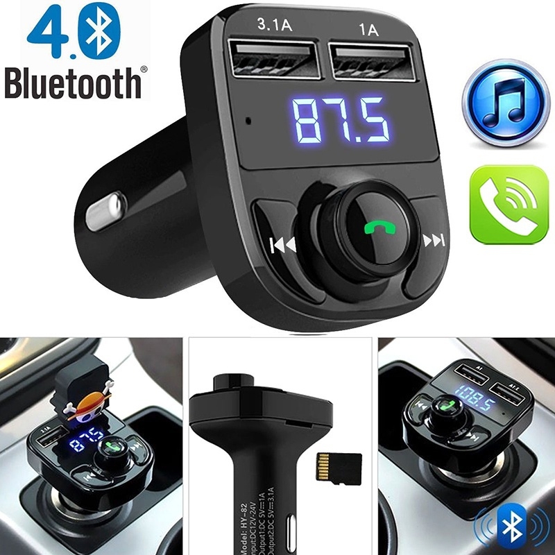 Wireless bluetooth V4.0 Handsfree Car Kit FM Transmitter LCD MP3 Player Dual USB Charger