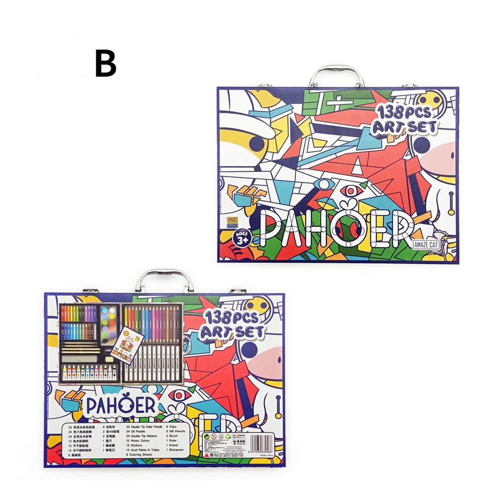 138Pcs Painting Stationery Children Students Watercolor Pen Art Painting Set Gift Box Series