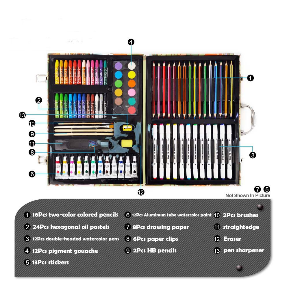 138Pcs Painting Stationery Children Students Watercolor Pen Art Painting Set Gift Box Series