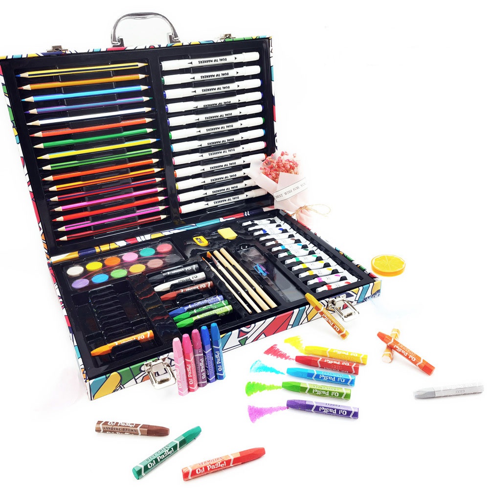 138Pcs Painting Stationery Children Students Watercolor Pen Art Painting Set Gift Box Series