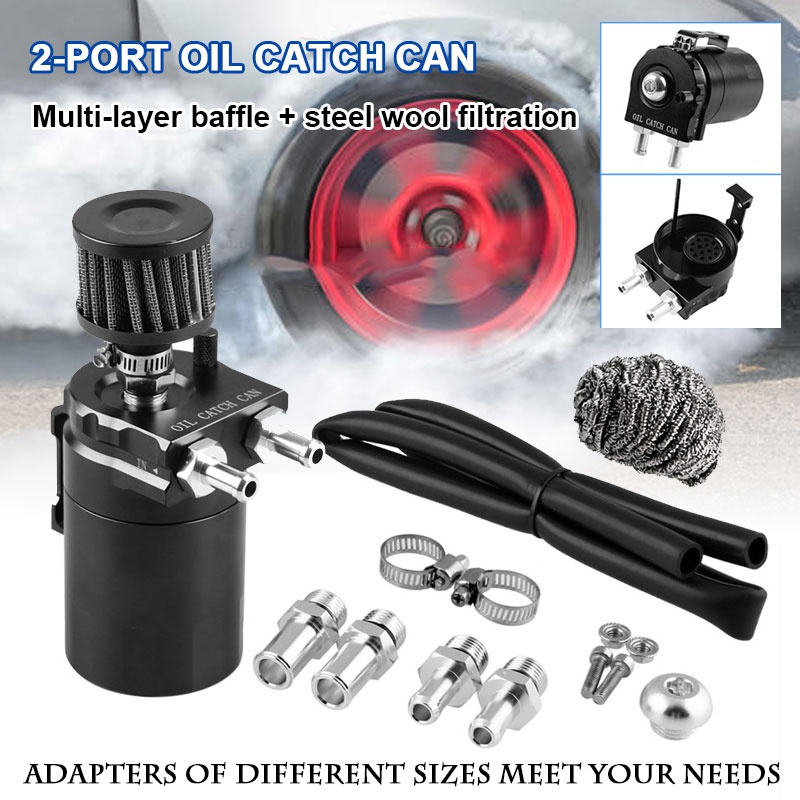 Aluminum Flywheel Reservoir Filter Steel Wool Oil Catch Can Tanks Fit for Car