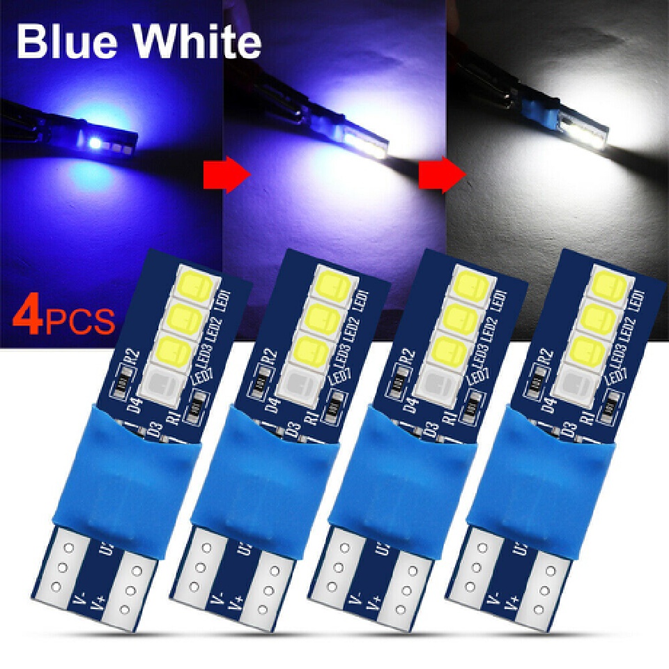 4pcs T10 W5W LED Bulb 2835 8SMD Blue/White 900LM Dome Map Lamp Side Light 194 168