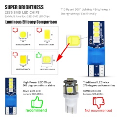 4pcs T10 W5W LED Bulb 2835 8SMD Blue/White 900LM Dome Map Lamp Side Light 194 168