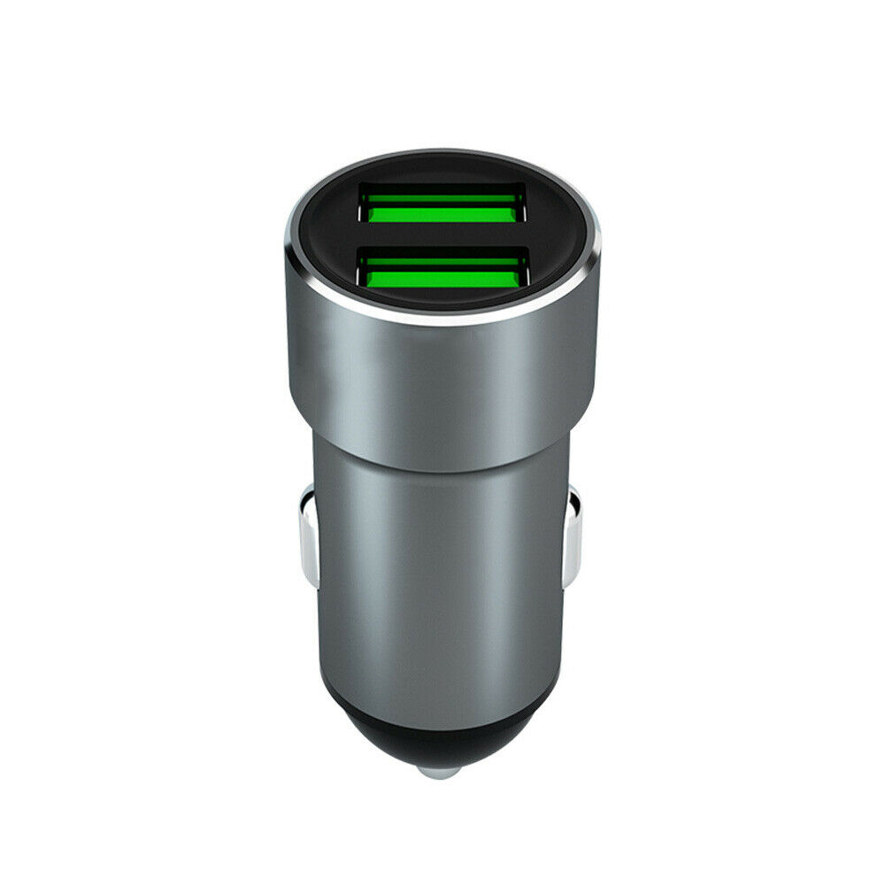 Dual Ports Car Charger USB 2.4A Fast Car Charger 2 Port Adapter Aluminium