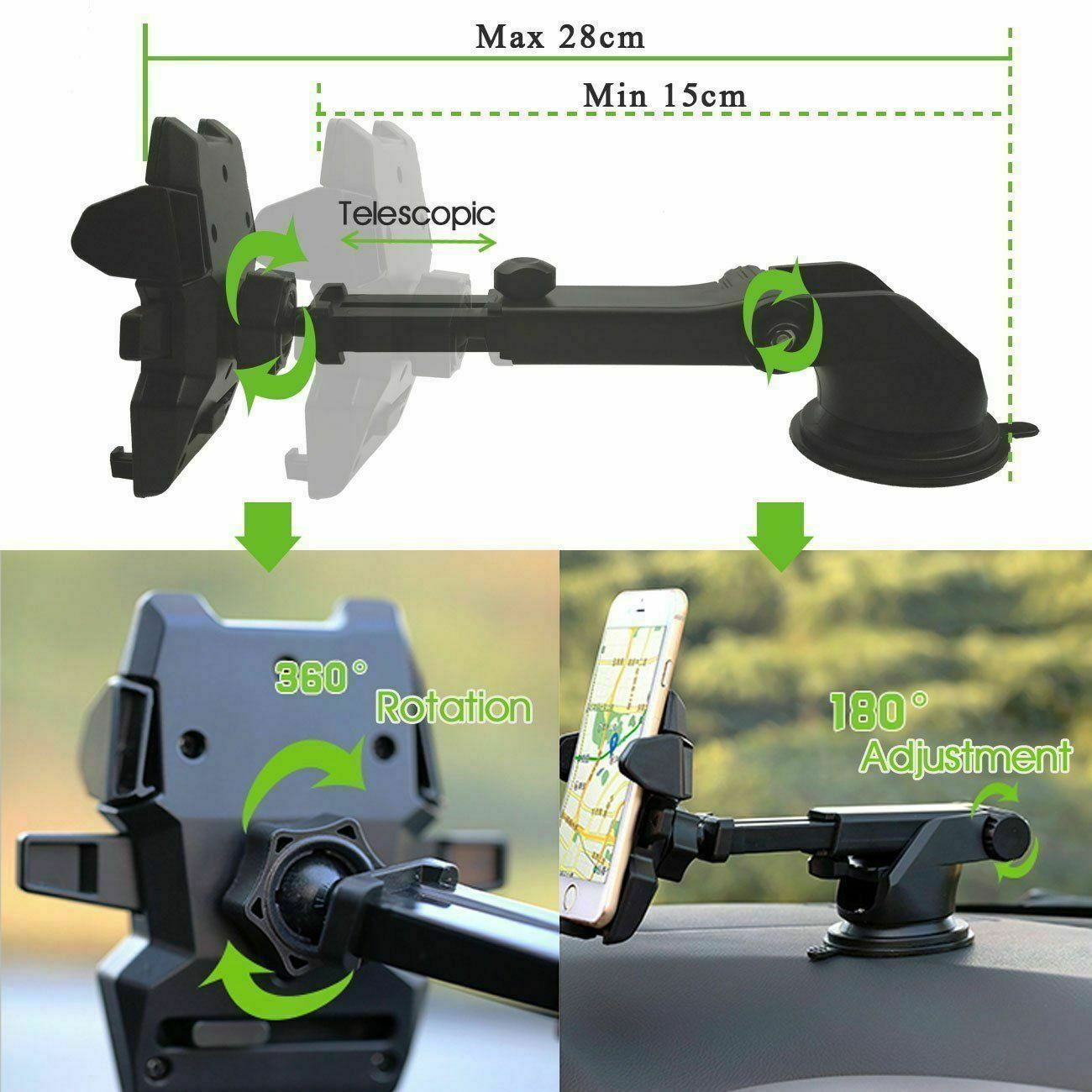 360 ° Mounting Bracket Car Windshield Bracket for Mobile Phone GPS IPhone Samsung