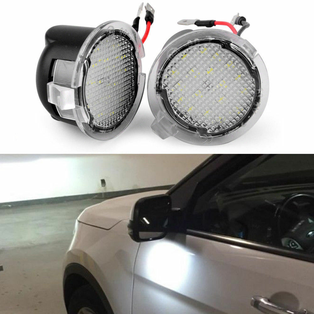 2 X White LED Puddle Lights For Ford Taurus Edge Explorer F150 Side Mirror Ligh