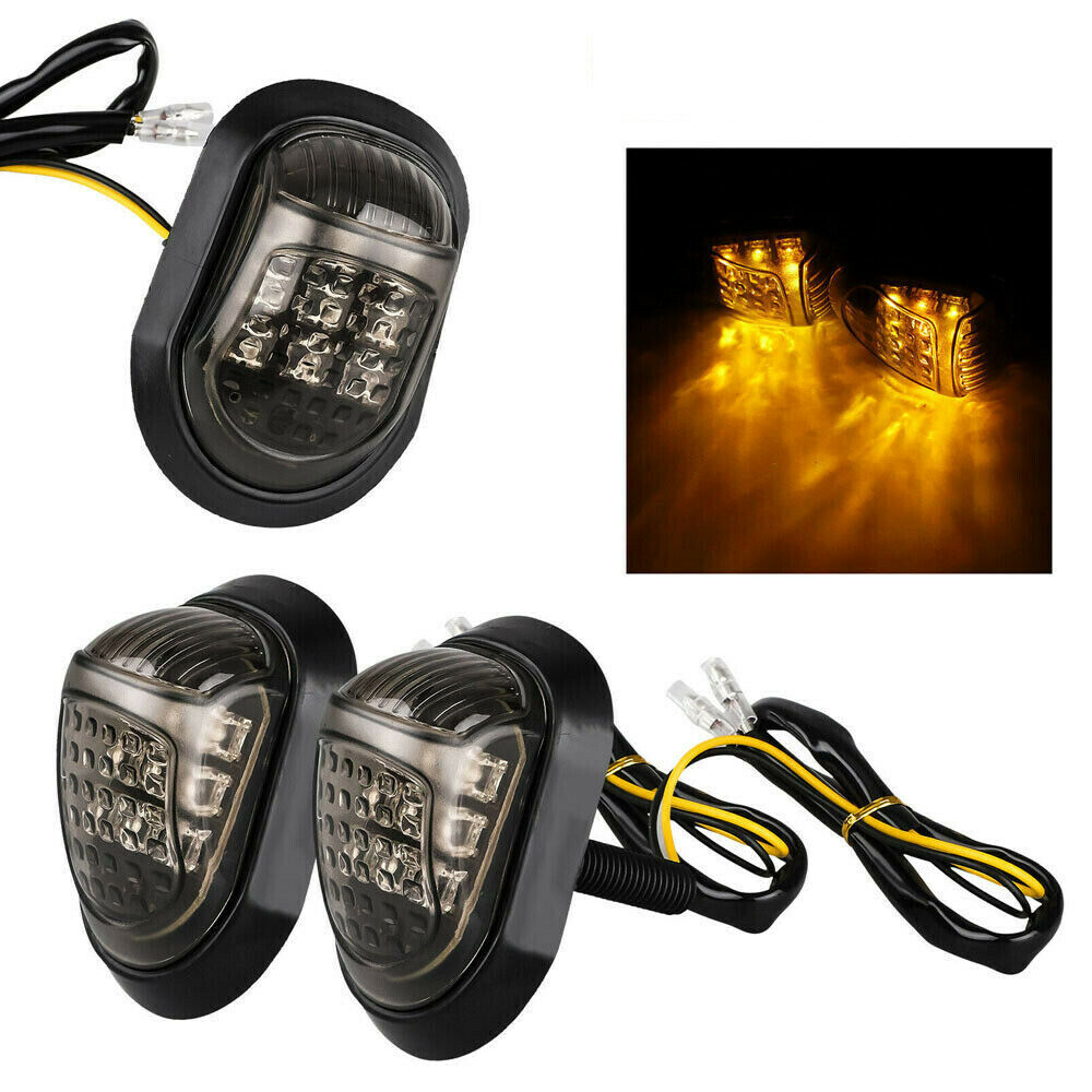2x Flush Mount Motorcycle LED Turn Signals Indicator Blinker Light Amber Flasher