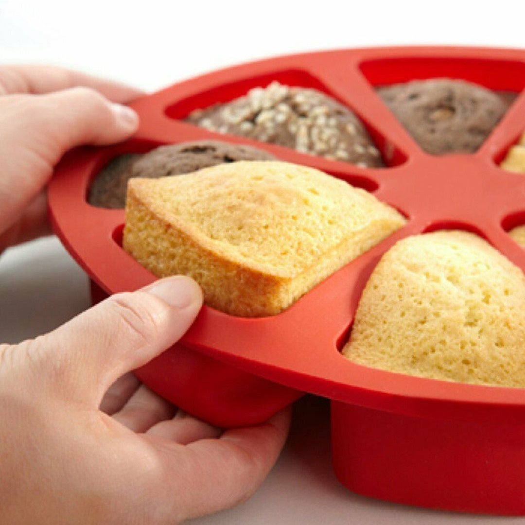 1PC 8-Triangle Round Silicone Cake Pan Pastry Muffin Pizza Baking Tray Mould