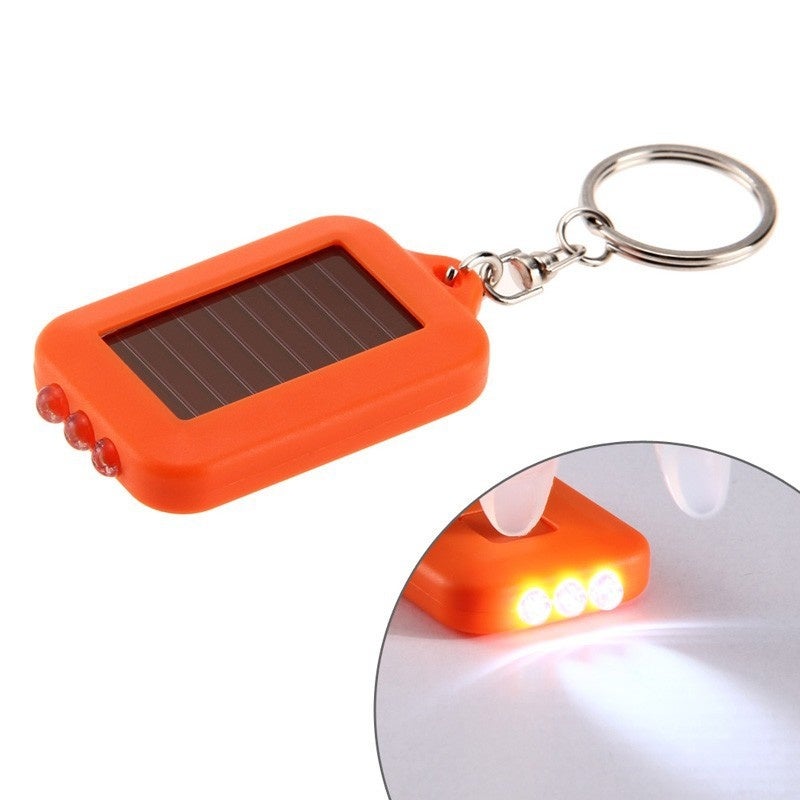 Solar Panel Sun Power Energy Camping Light Portable Key Chain Hiking Rechargeable Spotlight Lamp