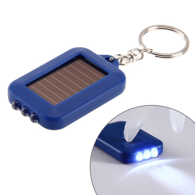 Solar Panel Sun Power Energy Camping Light Portable Key Chain Hiking Rechargeable Spotlight Lamp