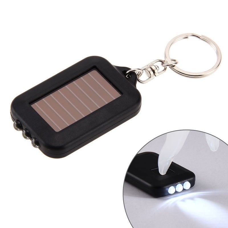 Solar Panel Sun Power Energy Camping Light Portable Key Chain Hiking Rechargeable Spotlight Lamp