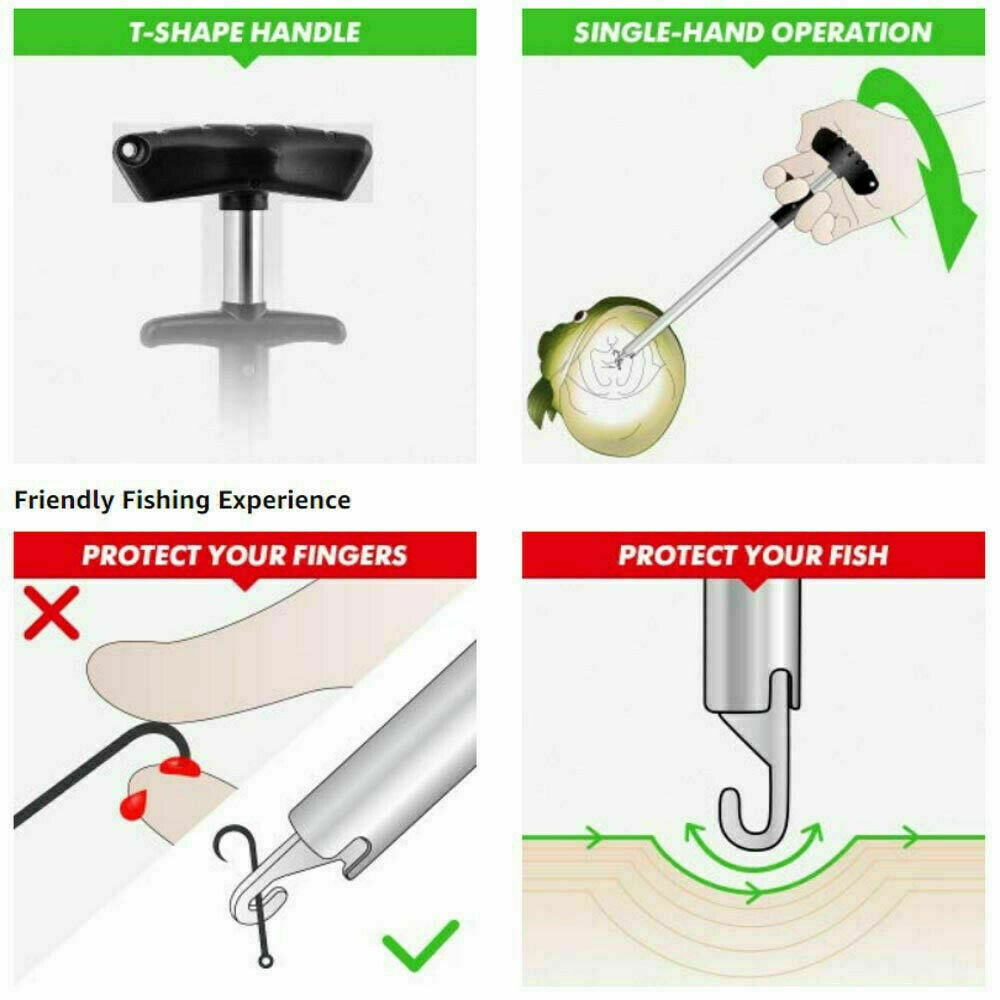 Easy Fish Hook Remover Puller Detacher T-Handle Extractor Fishing Tackle Tool