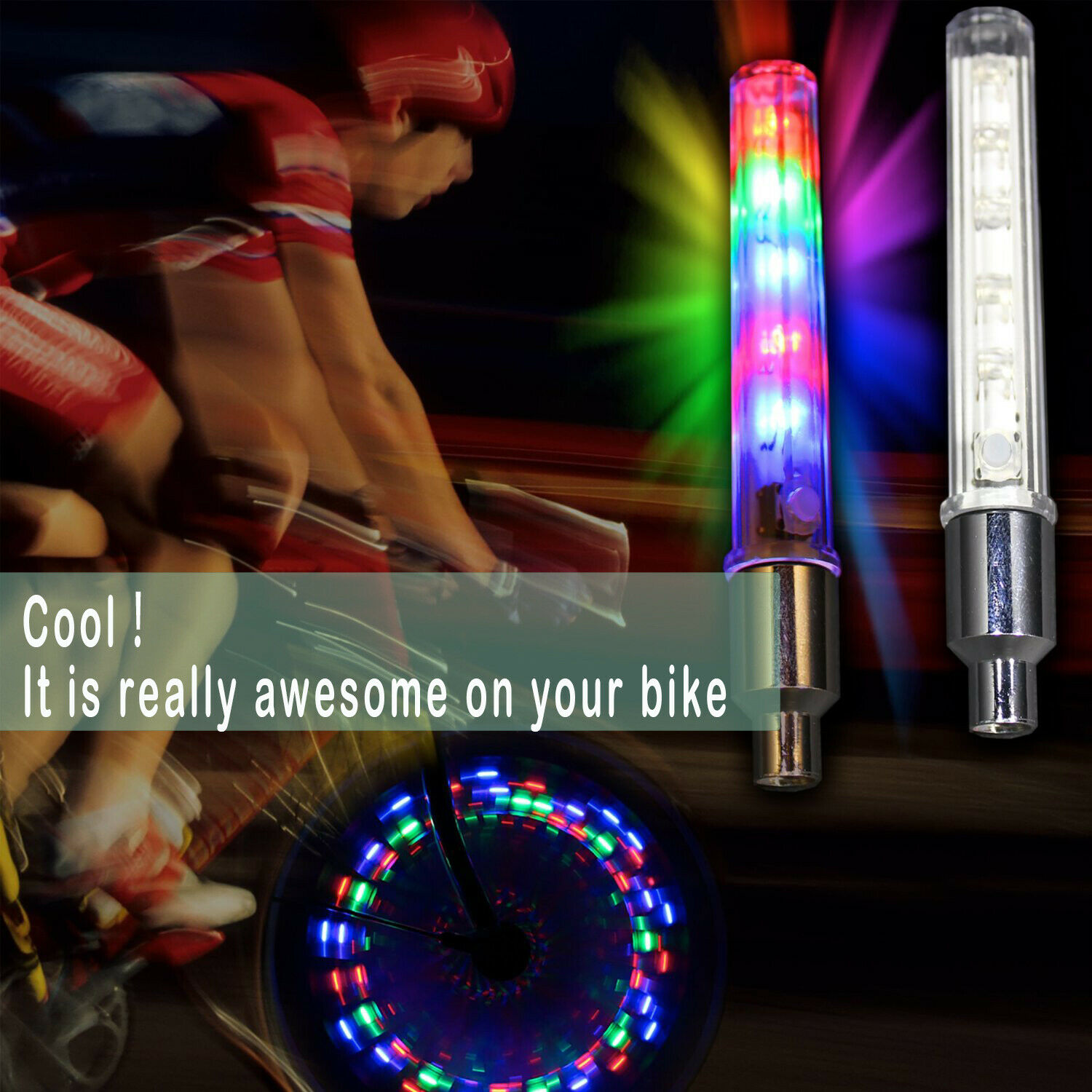 2 Pack bicycle waterproof 32 LED Bicycle rim light mountain bike wheel tire valve spokes-