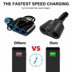 Automobile LCD Cigarette Lighter Socket Splitter Dual USB Charger Power Adapter DC 12V