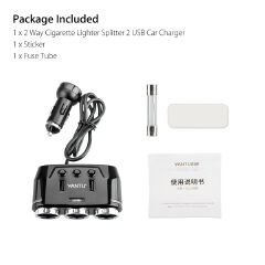 12V 3-channel automobile cigarette lighter socket splitter dual USB charger power adapter-