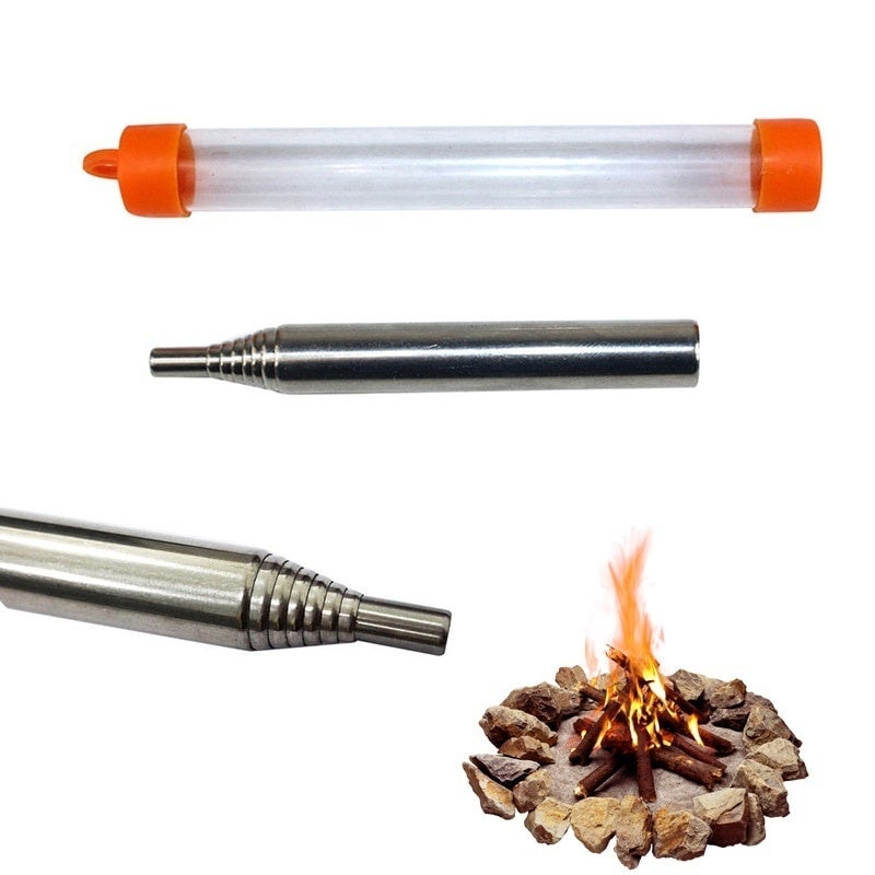 Outdoor Cooking Survival Blow Fire Tube Portable Fire Starter Retractable Camping Blow Fire Tube