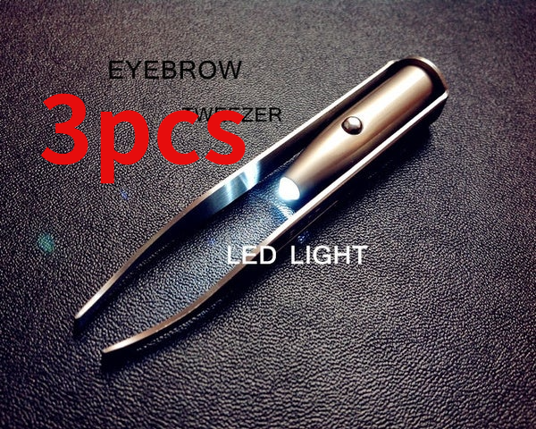 Portable Stainless Steel Smart Design Eyebrow Hair Remove Tweezer with LED Light Makeup Tool