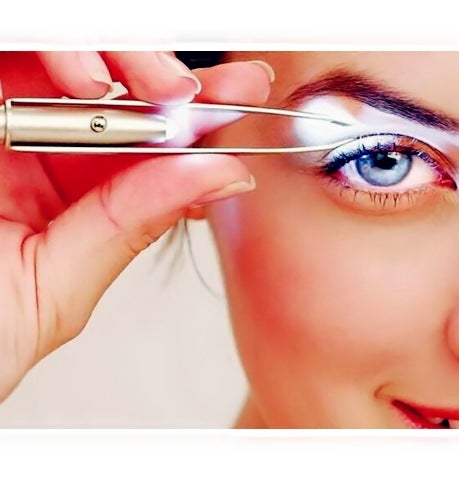 Portable Stainless Steel Smart Design Eyebrow Hair Remove Tweezer with LED Light Makeup Tool view 2