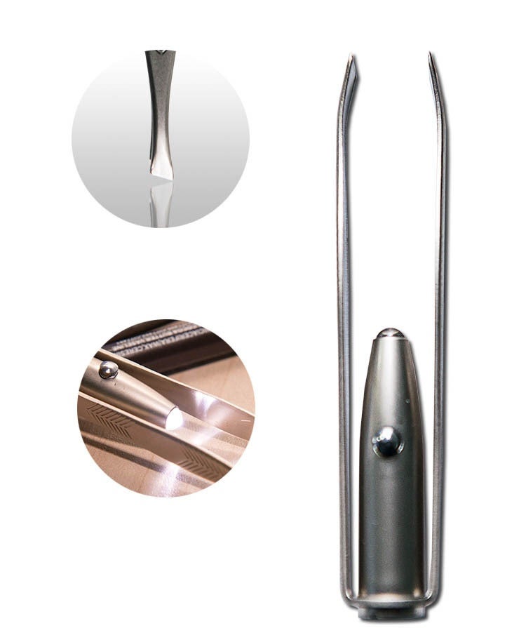 Portable Stainless Steel Smart Design Eyebrow Hair Remove Tweezer with LED Light Makeup Tool view 4